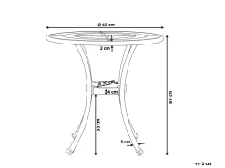 Bistro bord BOVINO 65 cm 65 cm Metal Mørkebrun
