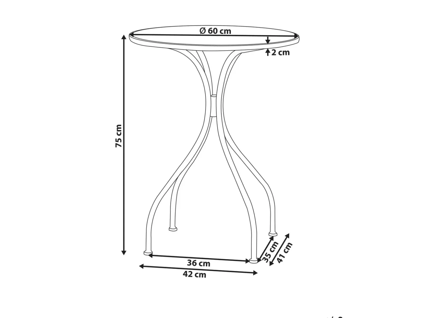 Bistro bord CARONA 60 cm 60 cm Metal Sort