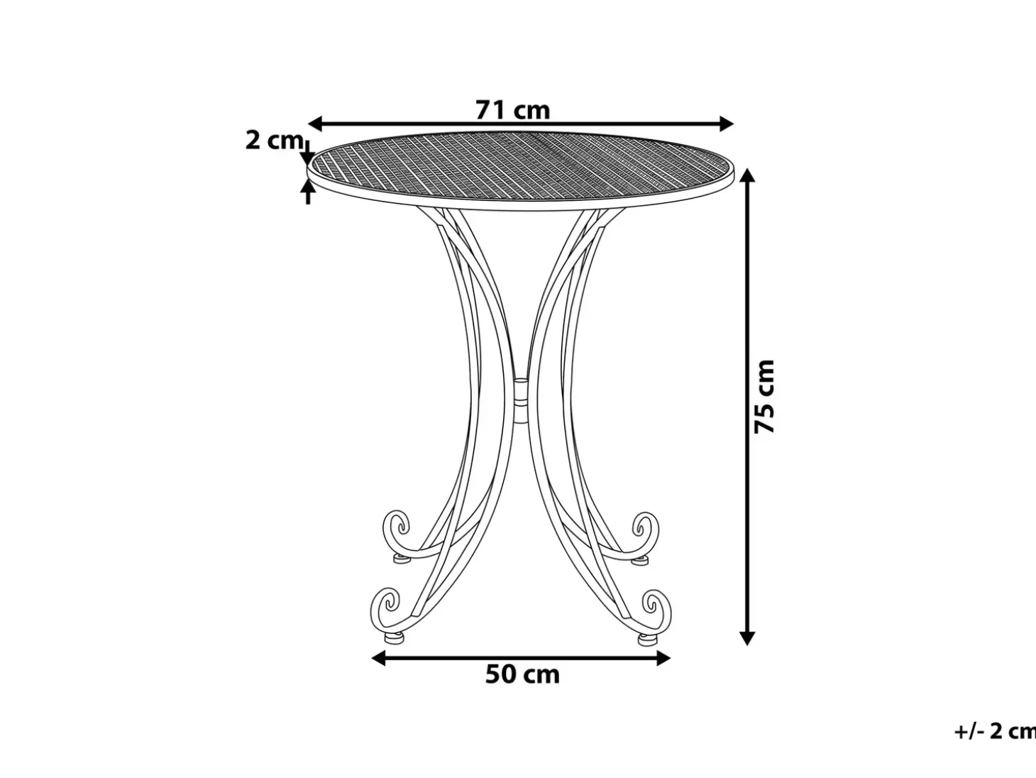 Bistro bord CILENTO 71 cm 71 cm Metal Grå