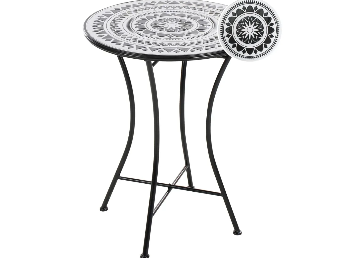 Bistro bord COMISO 60 cm 60 cm Metal Sort/hvid