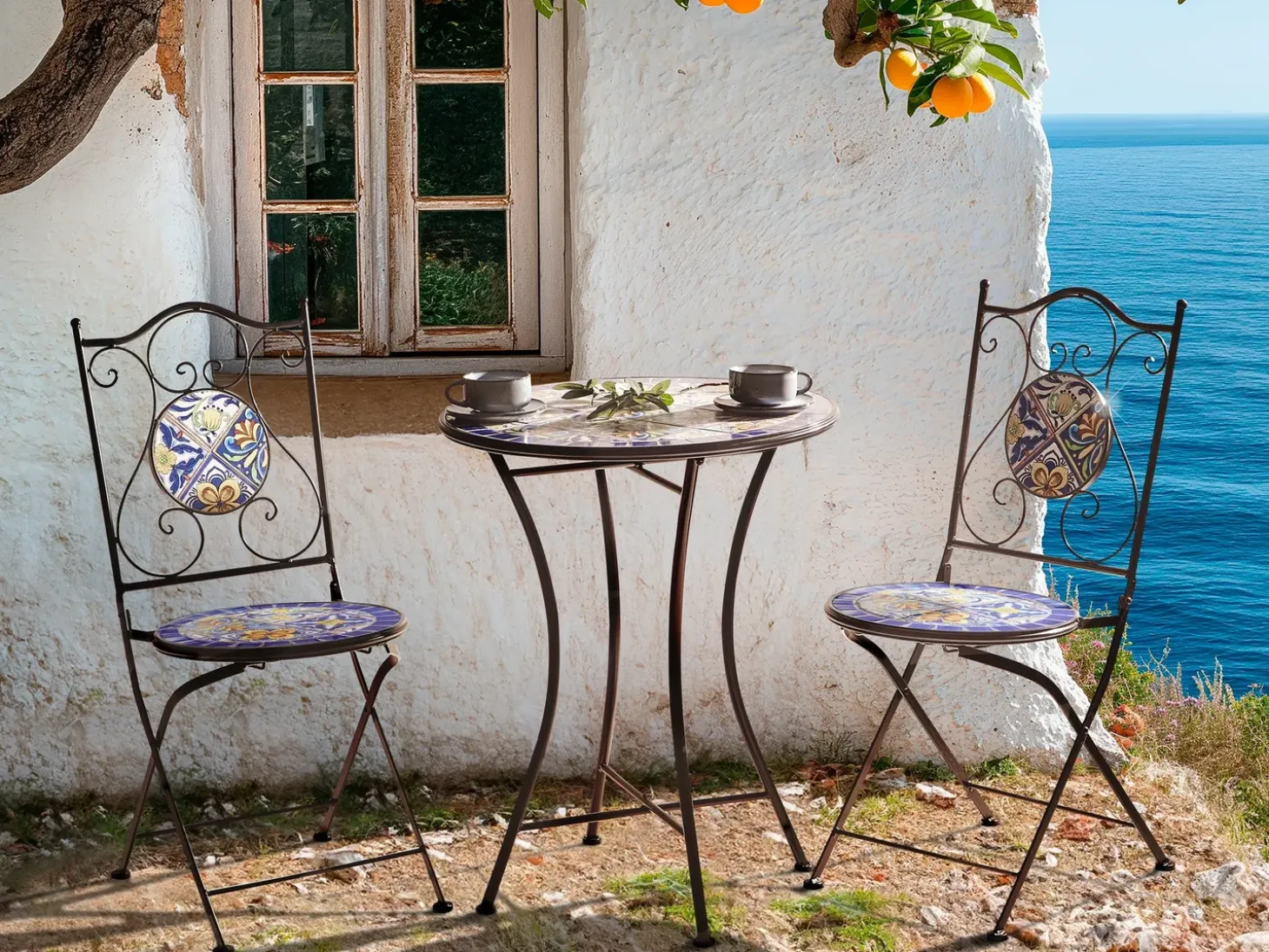 Bistro bord CORIANO 60 cm 60 cm Metal Sort