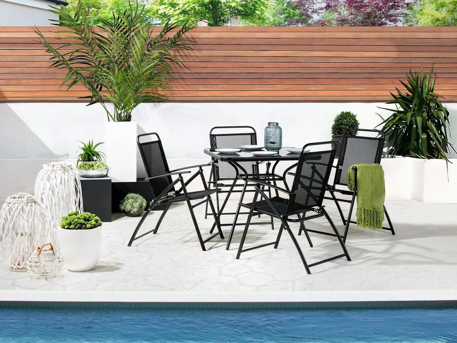Bistro bord LIVO 80 cm 80 cm Glas Sort