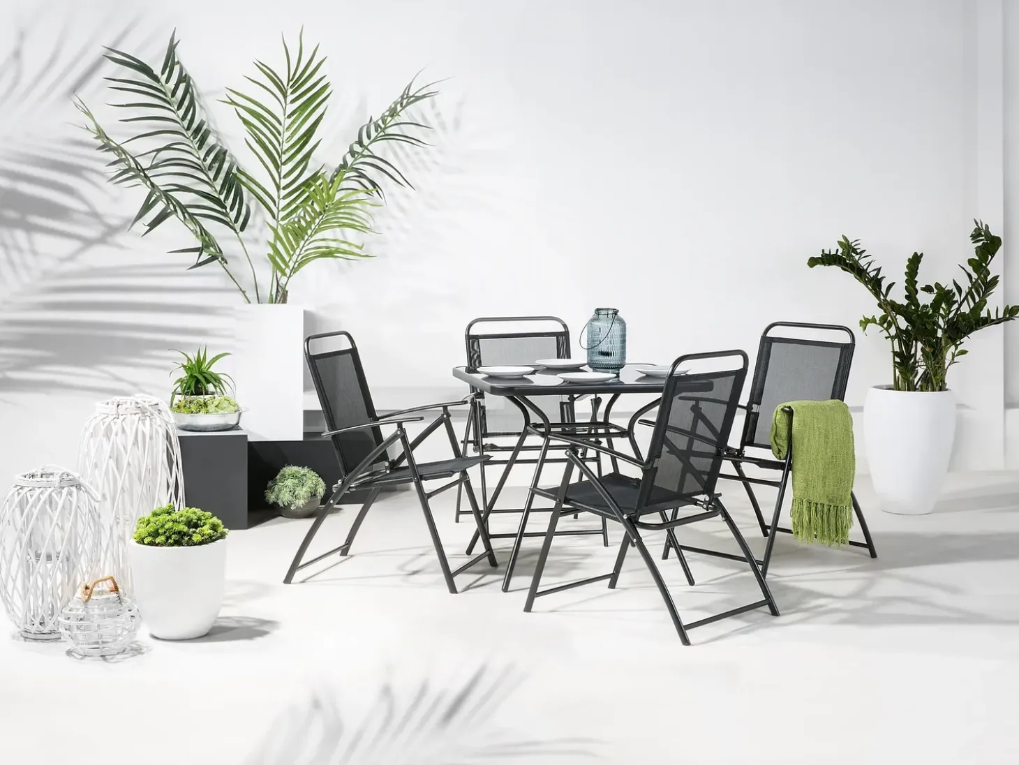 Bistro bord LIVO 80 cm 80 cm Glas Sort