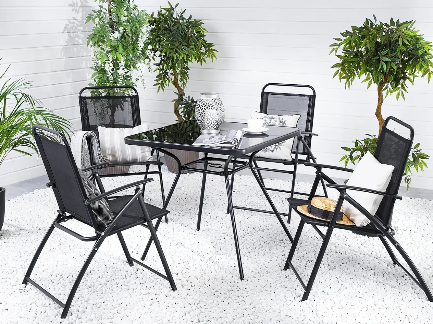 Bistro bord LIVO 80 cm 80 cm Glas Sort