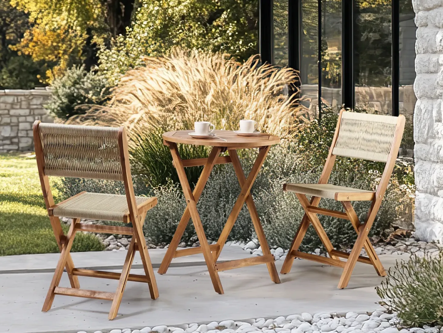 Bistro bord PROSSEDI 60 cm 60 cm Akacietræ Brun