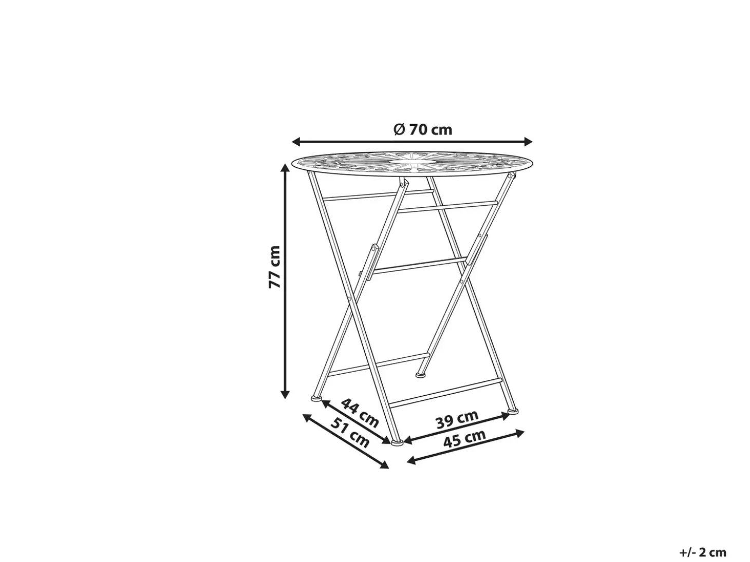 Bistro bord SCAFA 70 cm 70 cm Metal Hvid