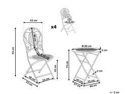 BIVIO 4 personers Havemøbelsæt Cremehvid Metal Foldbar