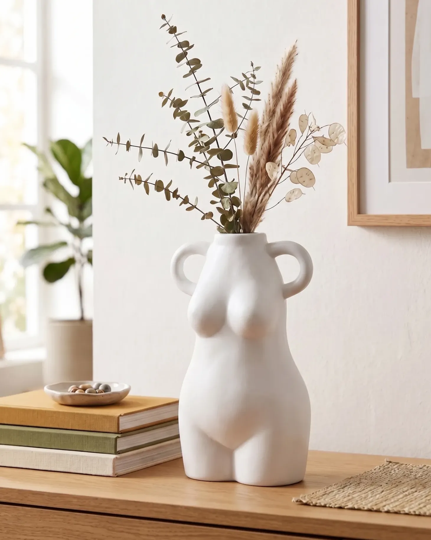 Blomstervase AIGIO Keramik 25 cm Hvid