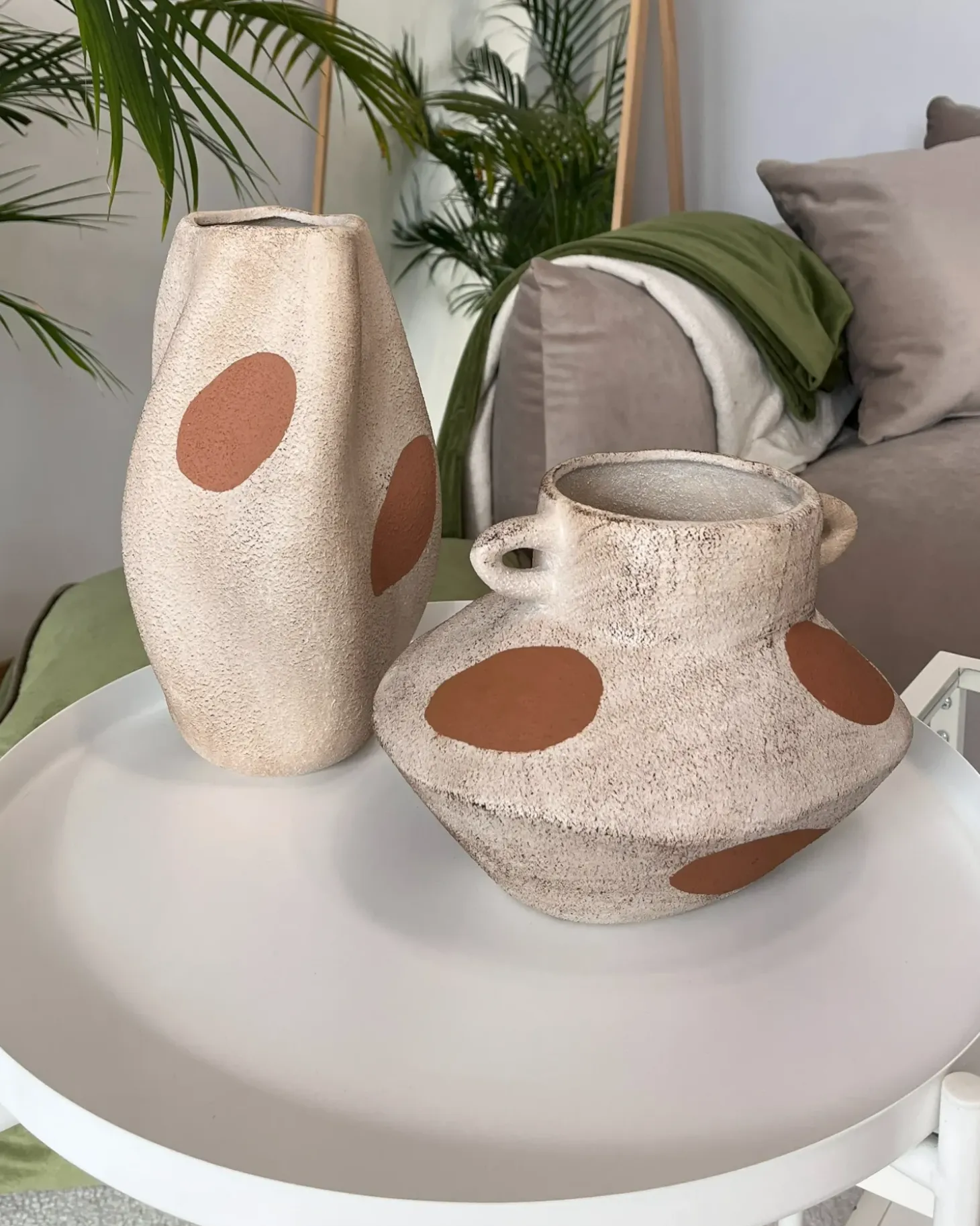 Blomstervase ALOSIDAE Stentøj 19 cm Lys Beige