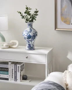 Blomstervase BERGA Porcelæn 36 cm Hvid/blå