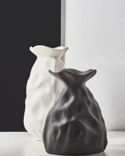 Blomstervase COONTAIL Stentøj 31 cm Sort