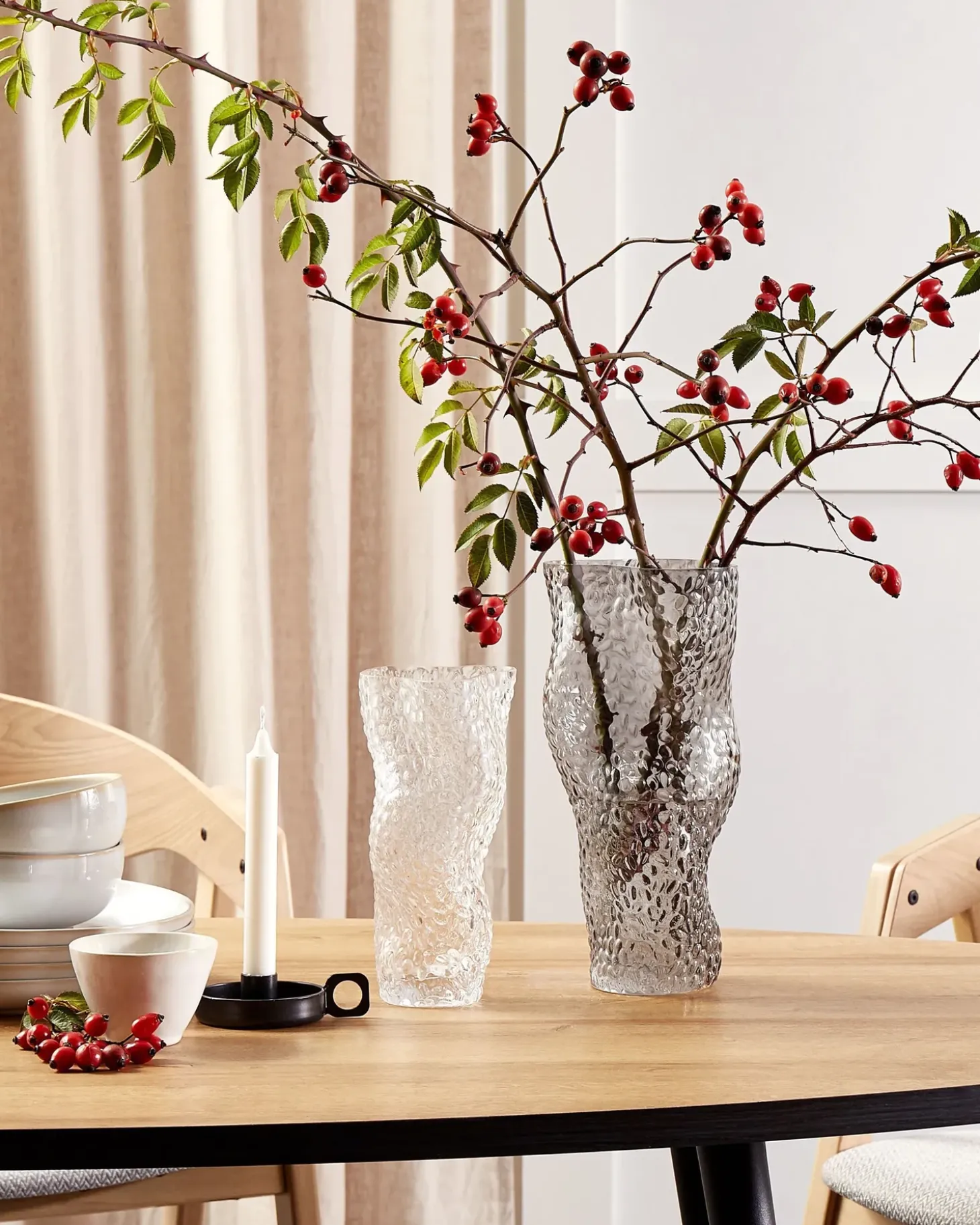 Blomstervase DYTIKO Glas 31 cm Grå