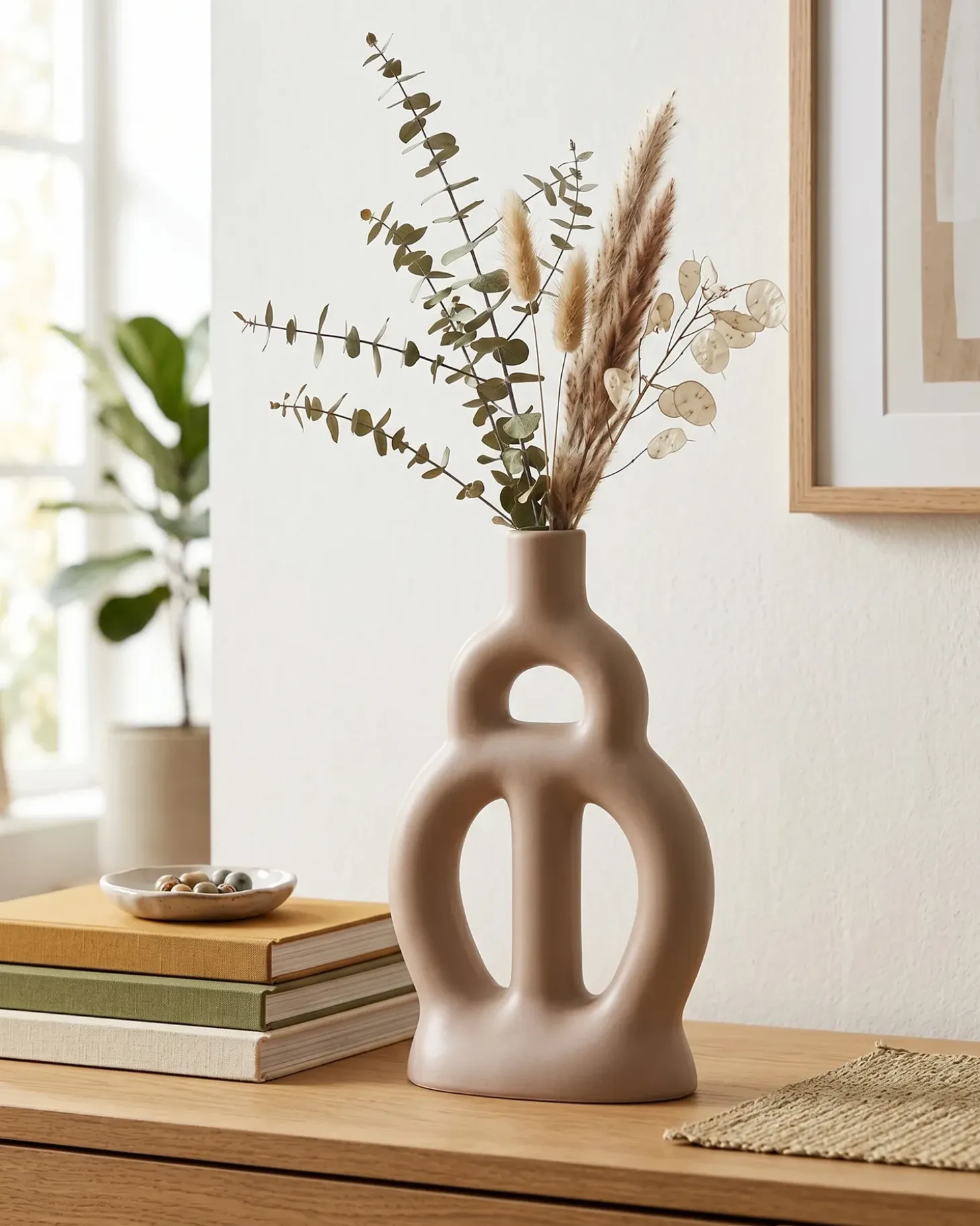 Blomstervase KOZANI Keramik 28 cm Sand Beige