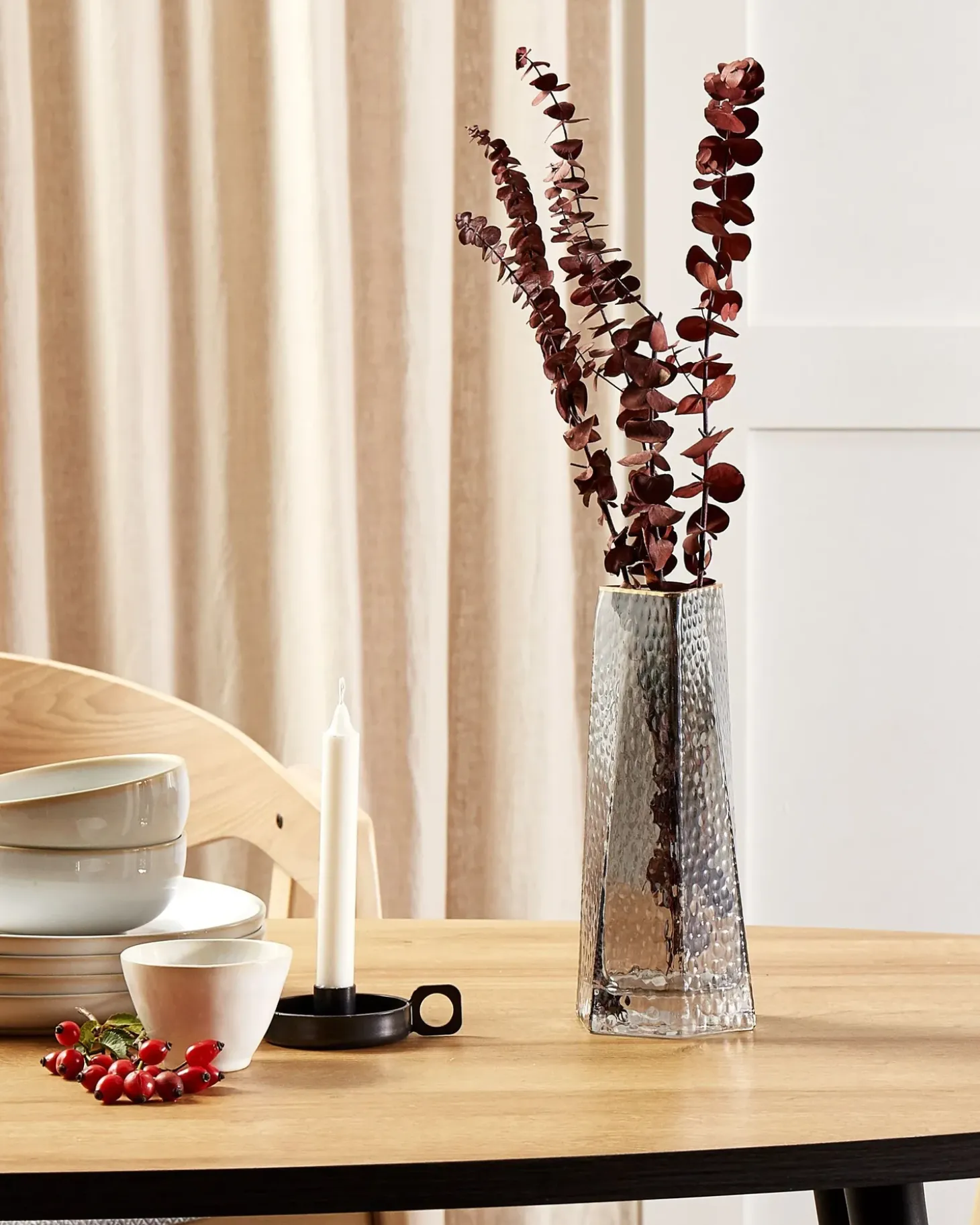 Blomstervase LILAIA Glas 27 cm Grå