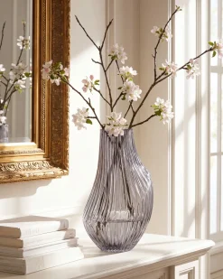 Blomstervase MYRSINA Glas 36 cm Grå