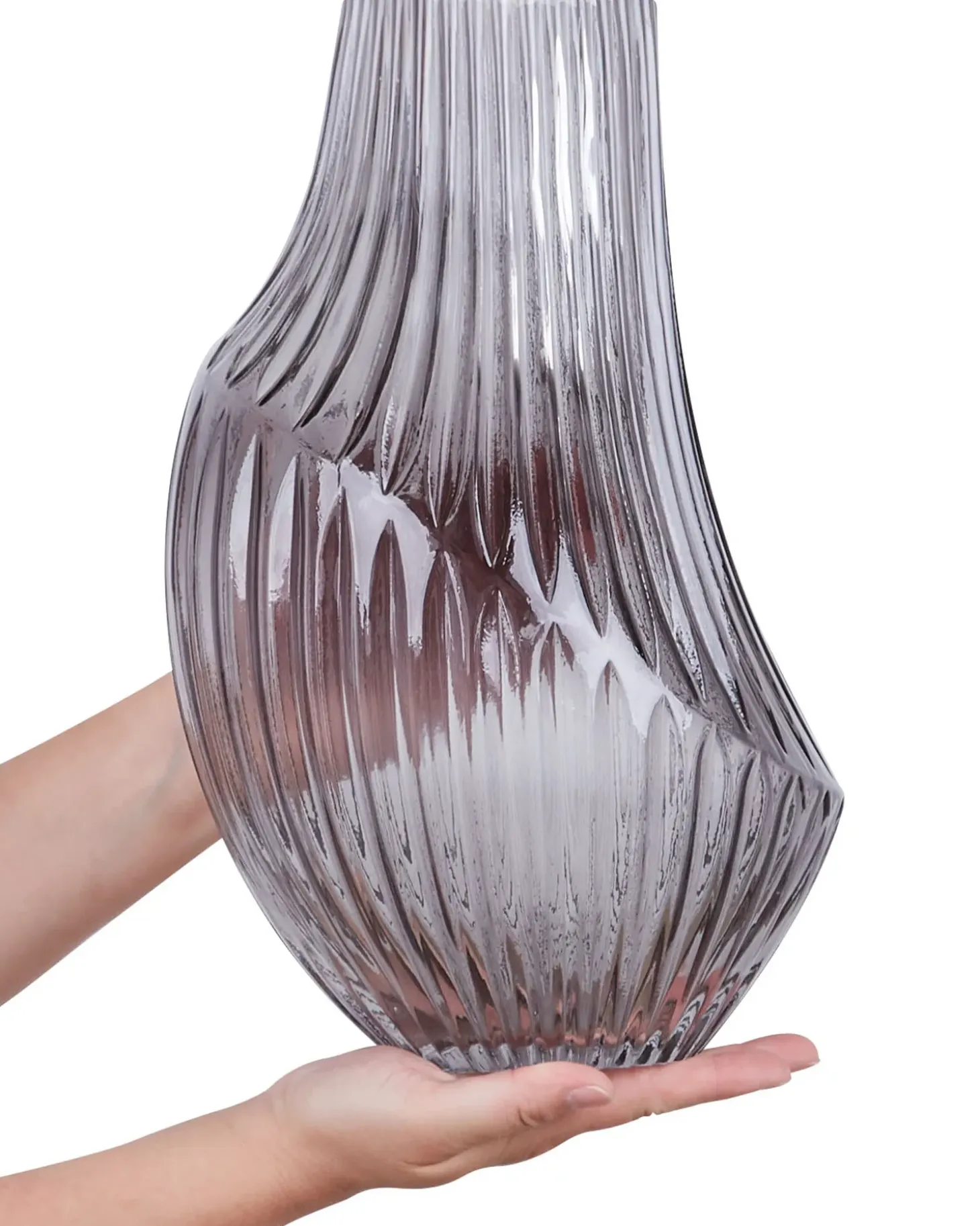 Blomstervase MYRSINA Glas 36 cm Grå