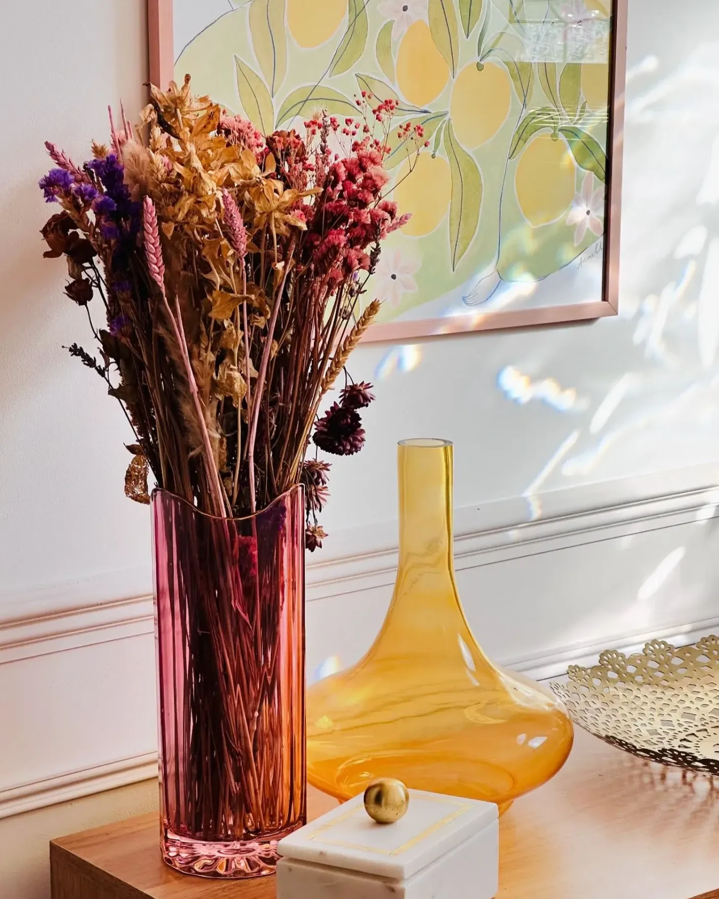 Blomstervase PERDIKI Glas 30 cm Lyserød