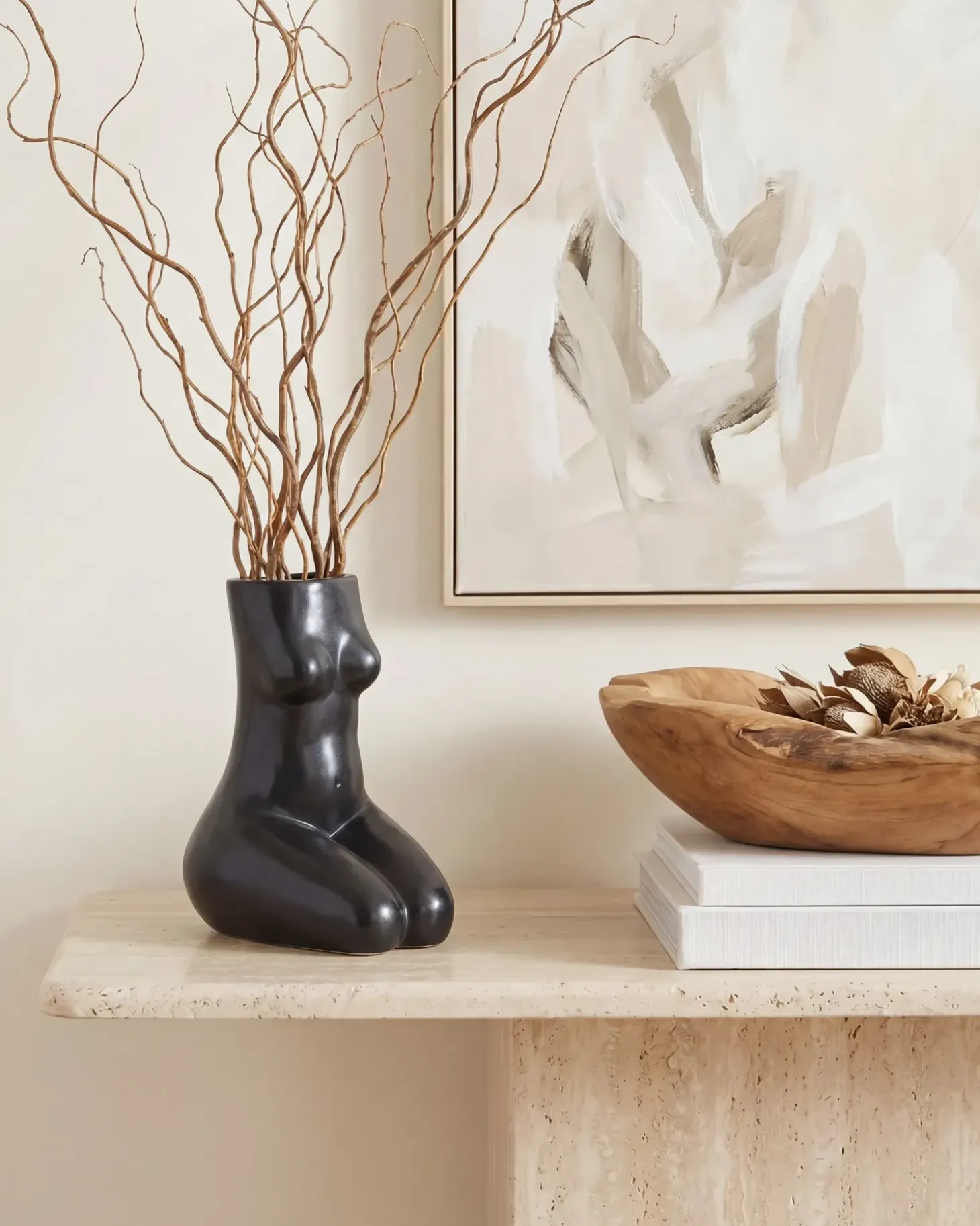 Blomstervase PYRGOS Keramik 22 cm Sort