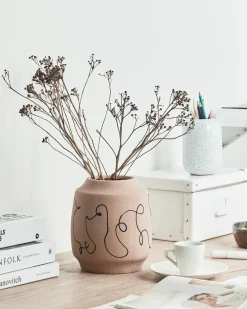 Blomstervase SKATE Stentøj 20 cm Sand Beige