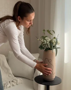 Blomstervase SUNFISH Stentøj 33 cm Sand Beige