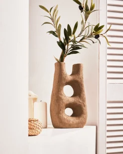 Blomstervase UARU Stentøj 27 cm Brun