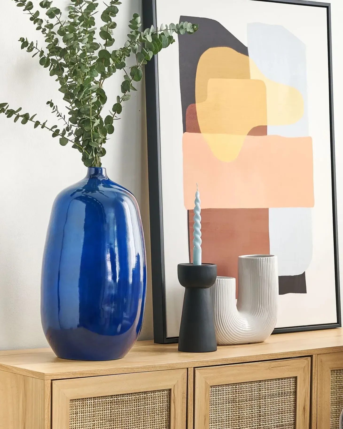 Blomstervase VITORIA Keramik 45 cm Mørkeblå