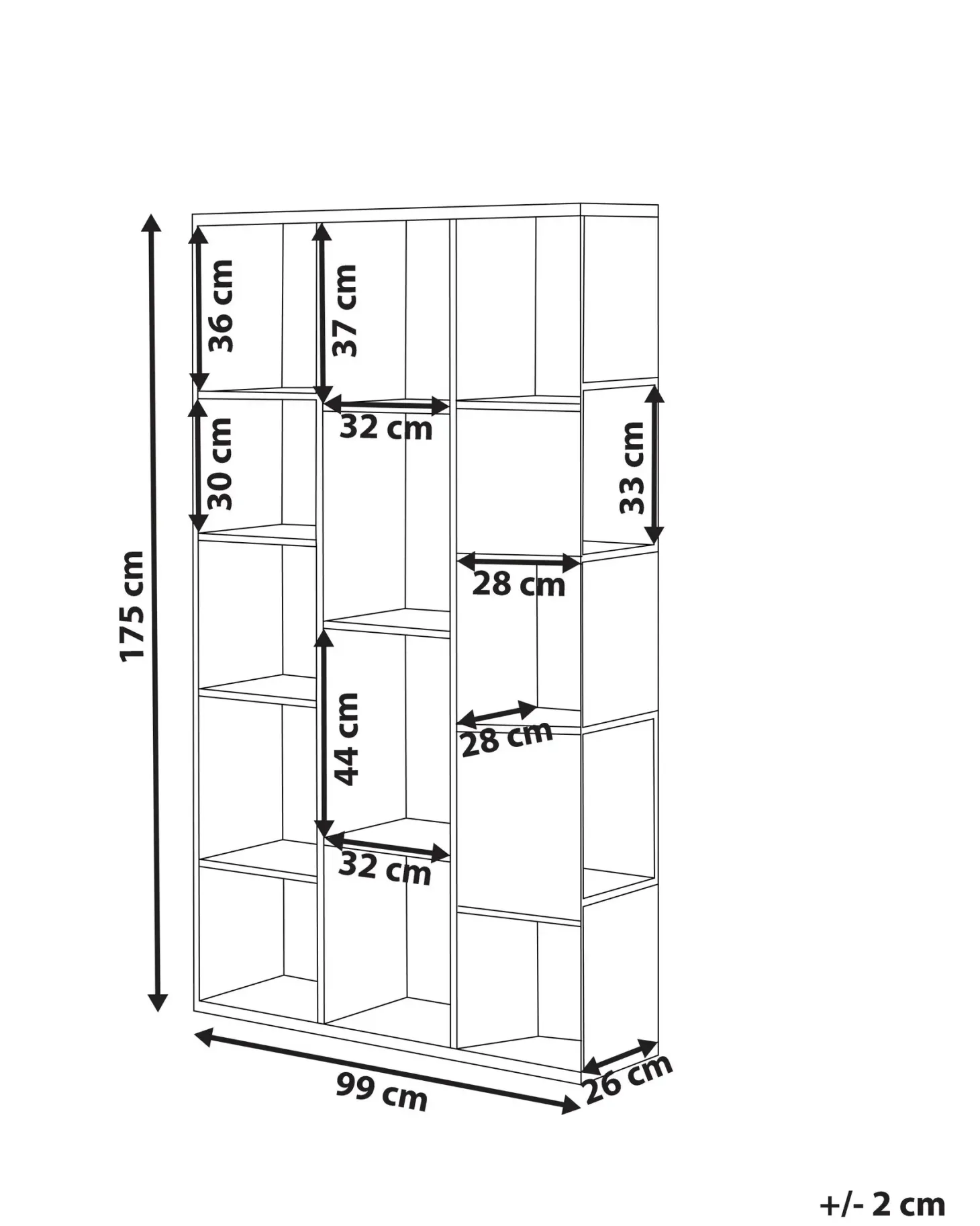 Bogreol BANGOR 175 cm Brun/sort