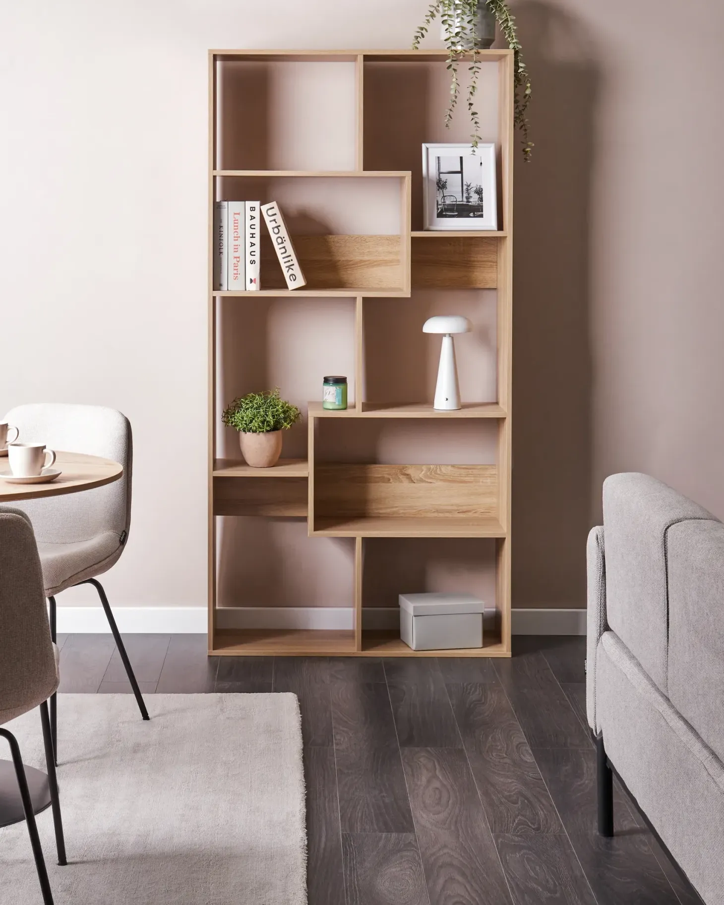 Bogreol med 6 hylder CHATEH 180 cm Lysebrun