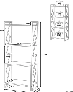 Bogreol med 4 hylder FORRES 143 cm Brun/sort