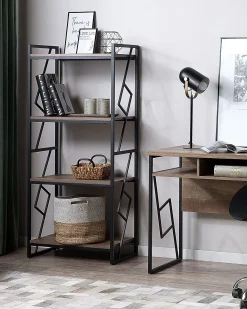 Bogreol med 4 hylder FORRES 143 cm Brun/sort