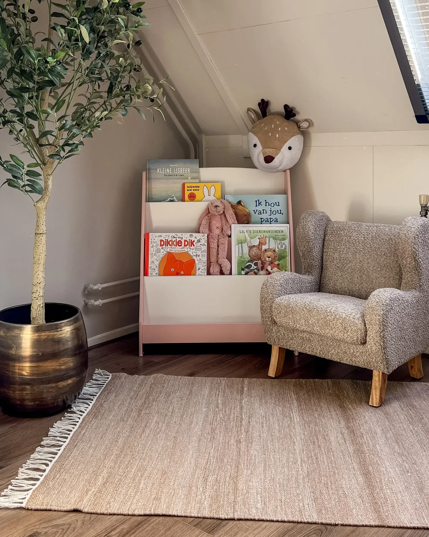 Bogreol med 4 hylder LILOET 70 cm Pastellrosa