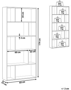 Bogreol med 5 hylder ORILLA 174 cm Hvid