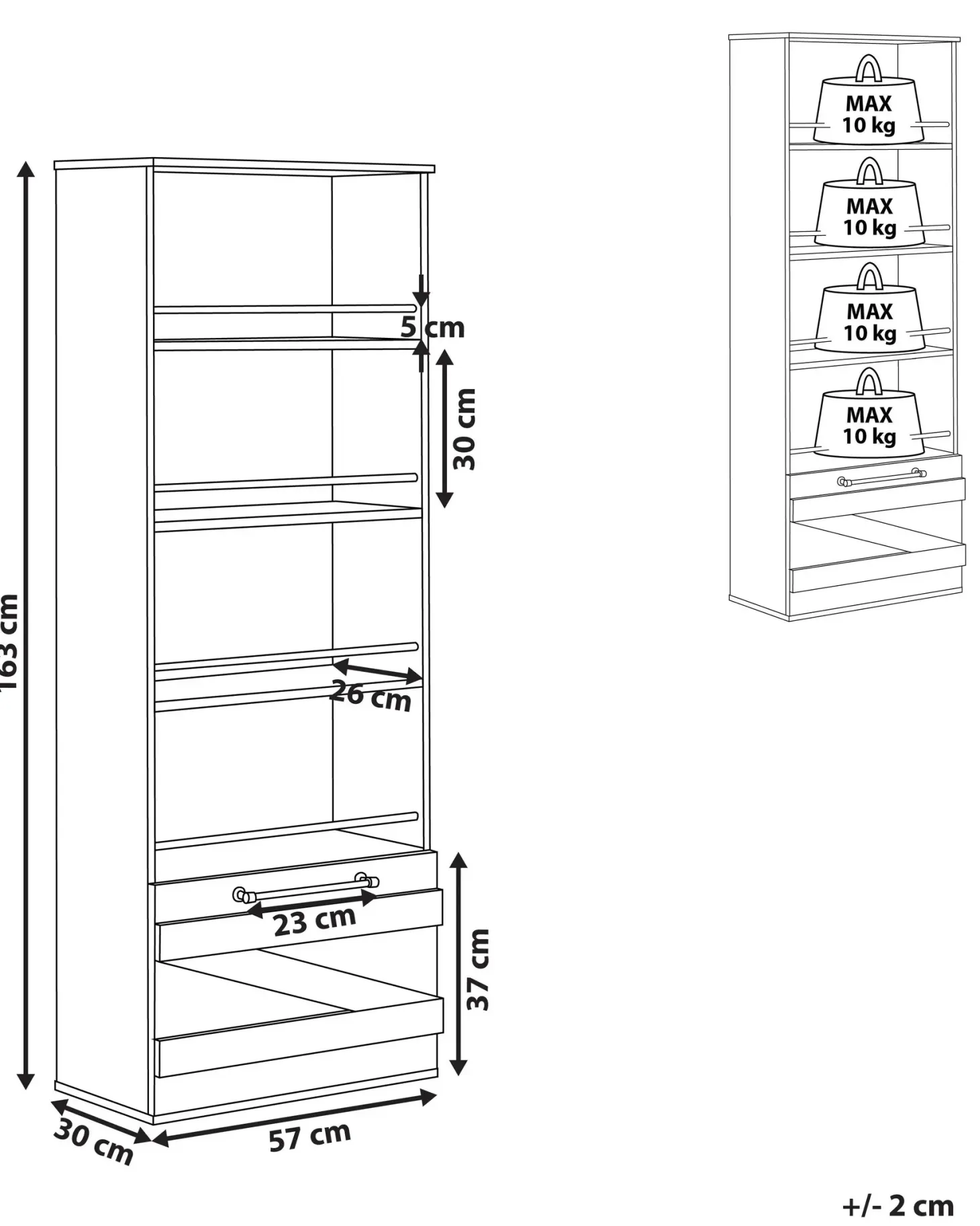 Bogreol med 4 hylder SALTER 163 cm Brun/sort