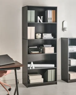 Bogreol med 5 hylder ZEHNA 197 cm Sort