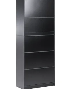 Bogreol med 5 hylder ZEHNA 197 cm Sort