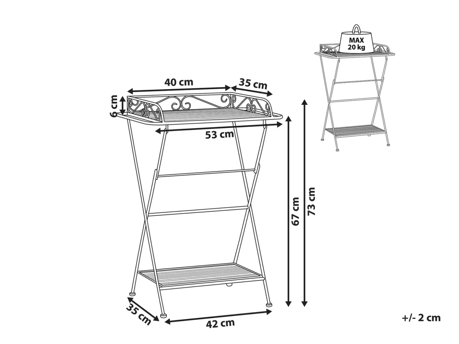 Bord ANCUD Metal Sort