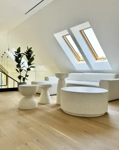 Bord CAORIA 40 cm 40 cm Terrazzo effekt Hvid terrazzo