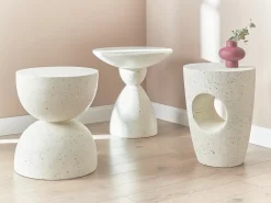 Bord CAORIA 40 cm 40 cm Terrazzo effekt Hvid terrazzo