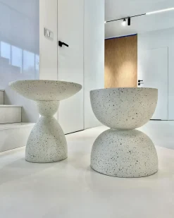 Bord CAORIA 40 cm 40 cm Terrazzo effekt Hvid terrazzo