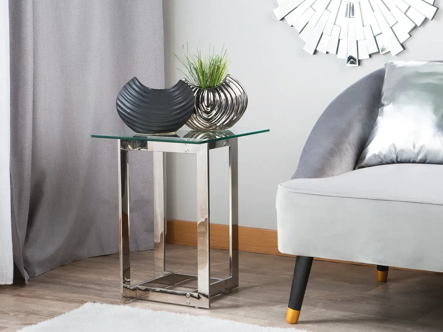 Bord CRYSTAL Hærdet glas Sølv