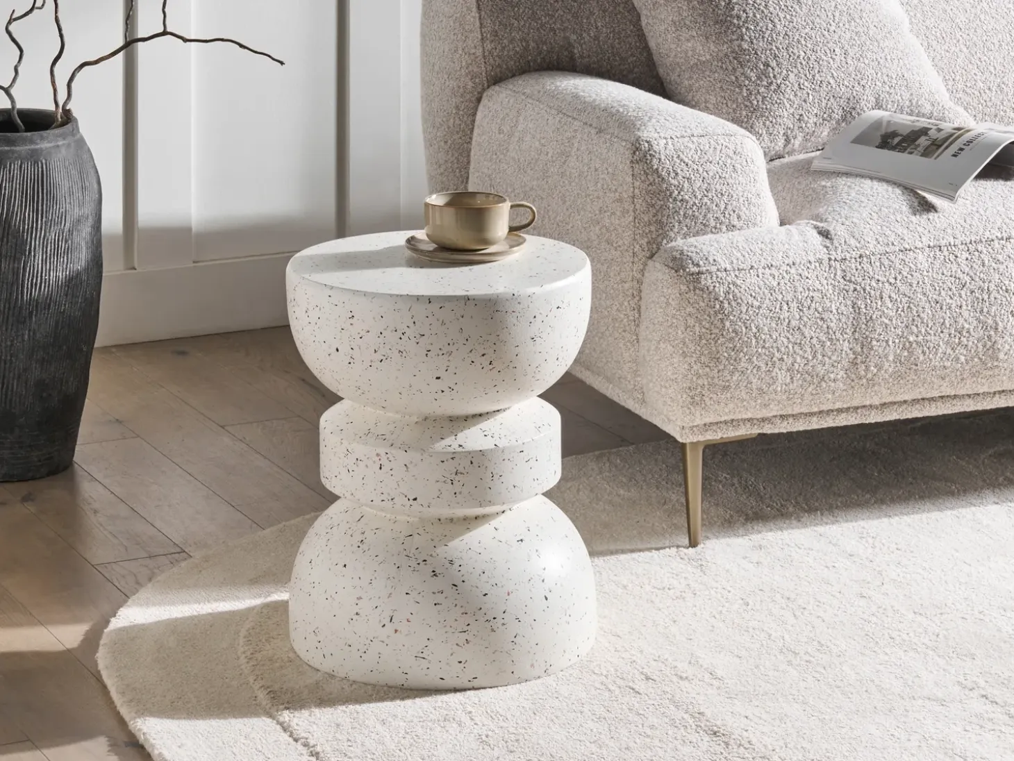 Bord FALIRO 37 cm 37 cm Terrazzo effekt Hvid terrazzo