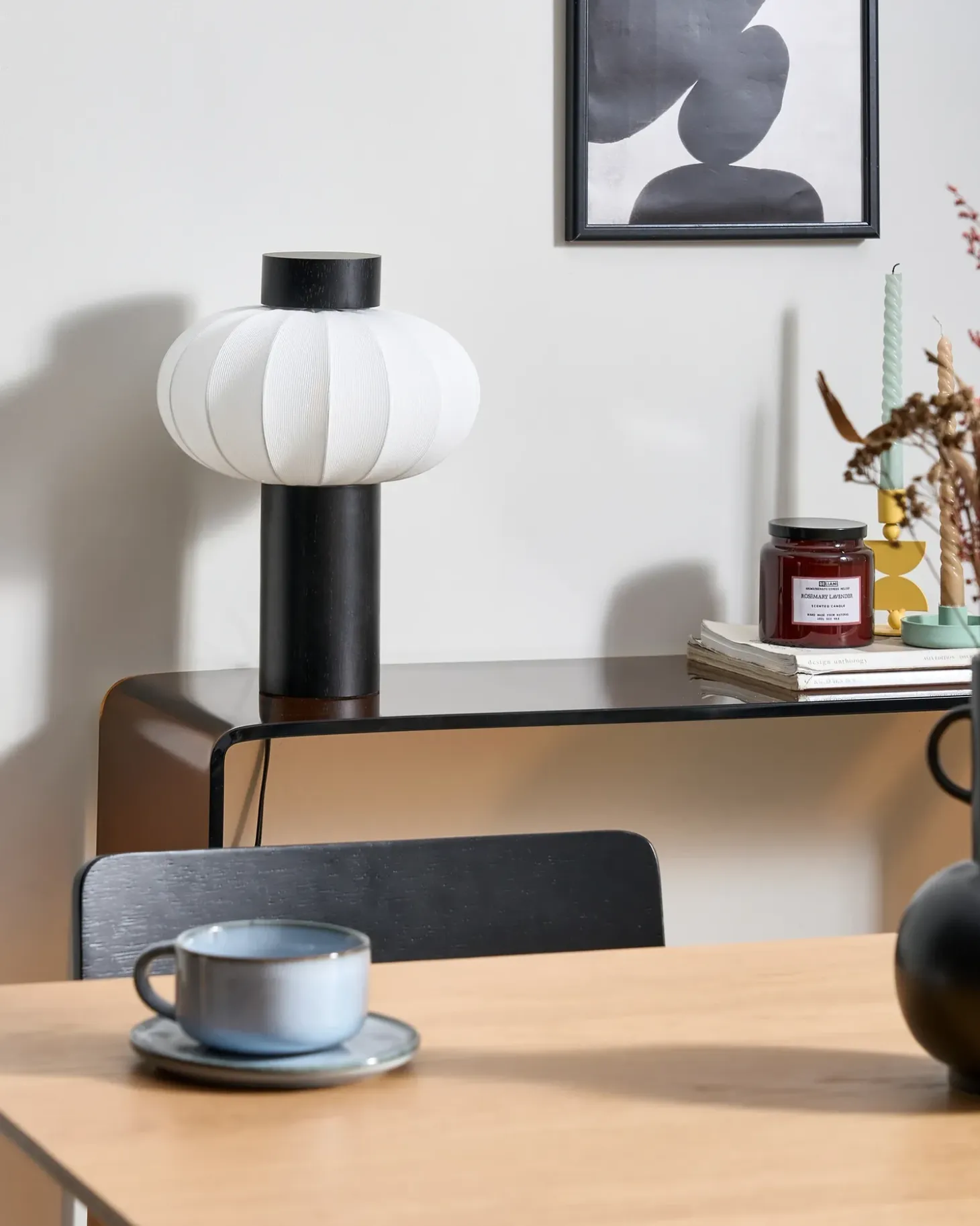 Bordlampe ABENS Træ Sort