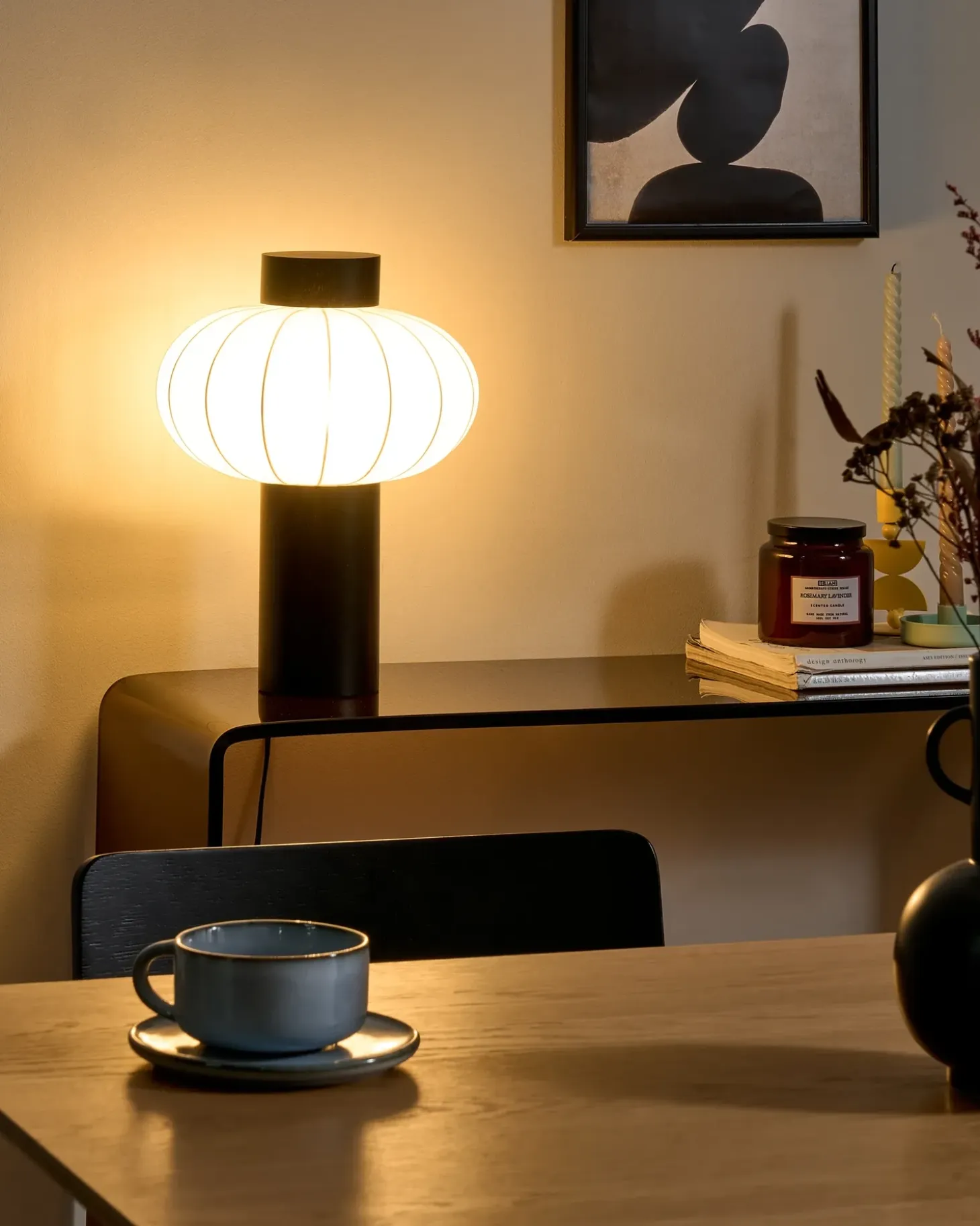 Bordlampe ABENS Træ Sort