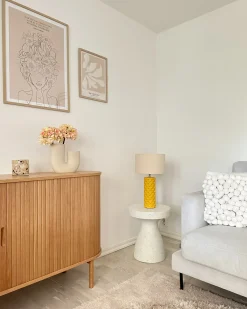 Bordlampe BALONNE Keramik Gul