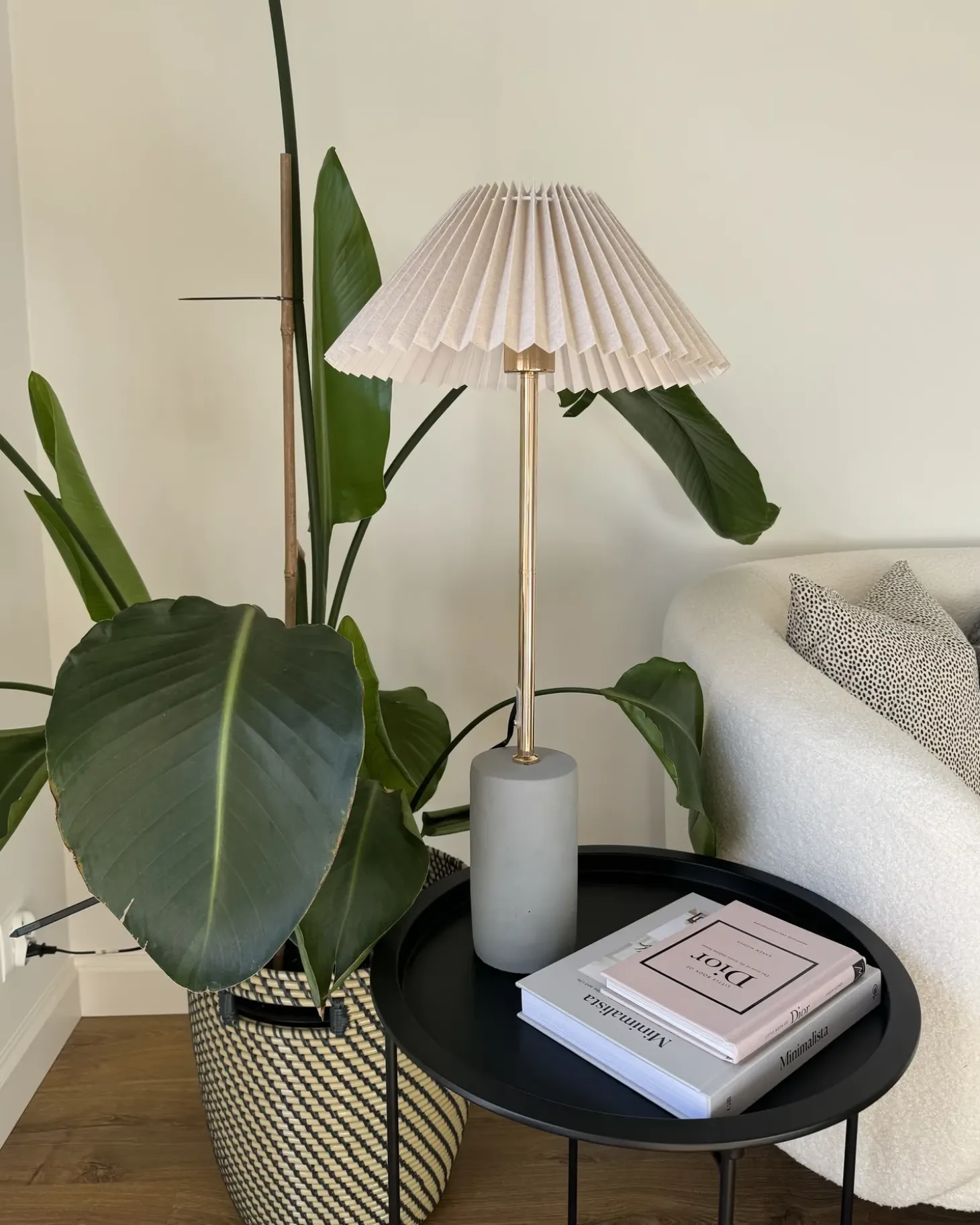 Bordlampe BALUARTE Kunstlinned Beige