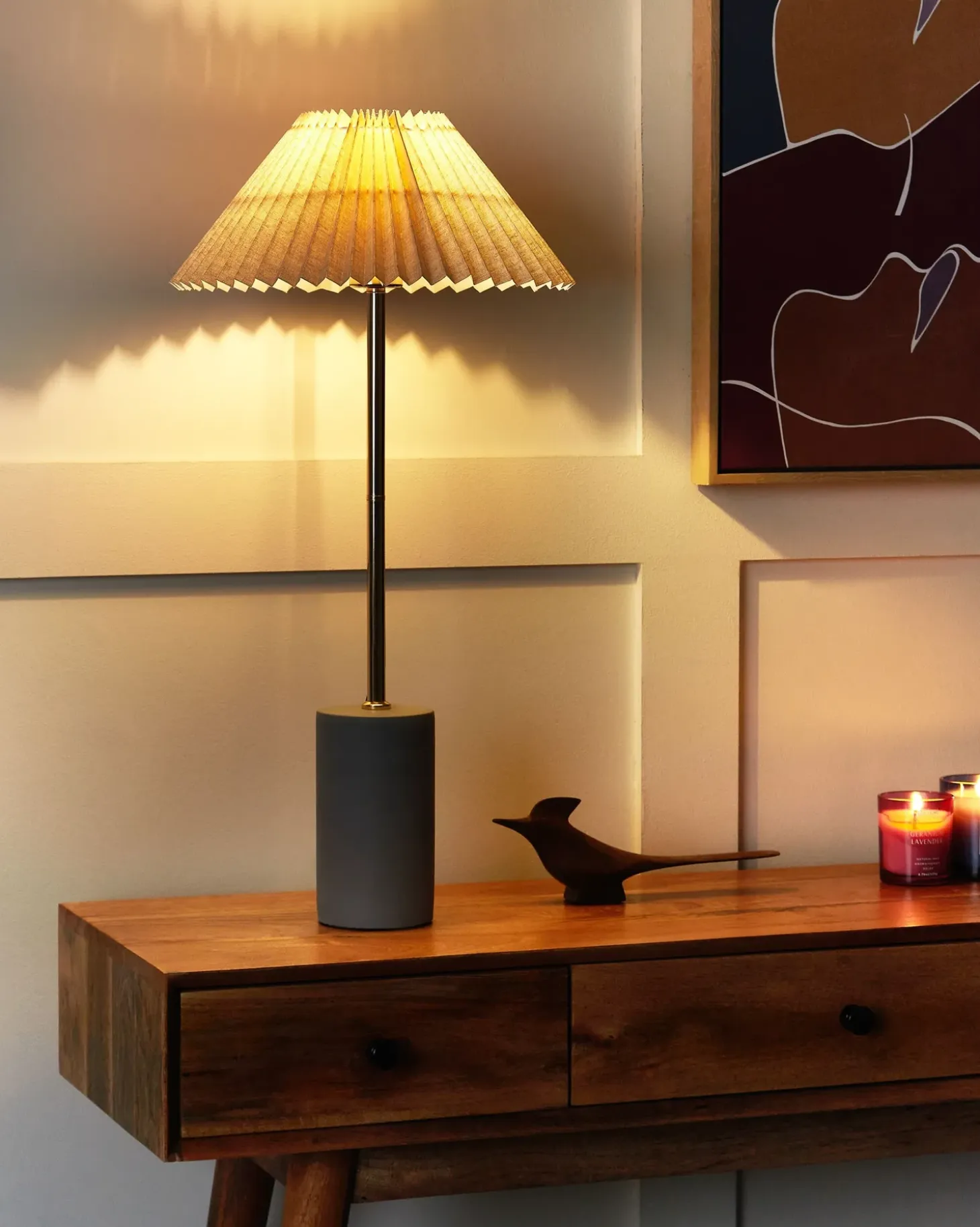 Bordlampe BALUARTE Kunstlinned Beige