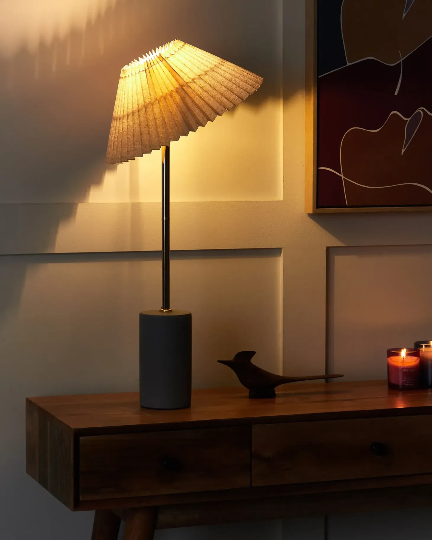Bordlampe BALUARTE Kunstlinned Beige