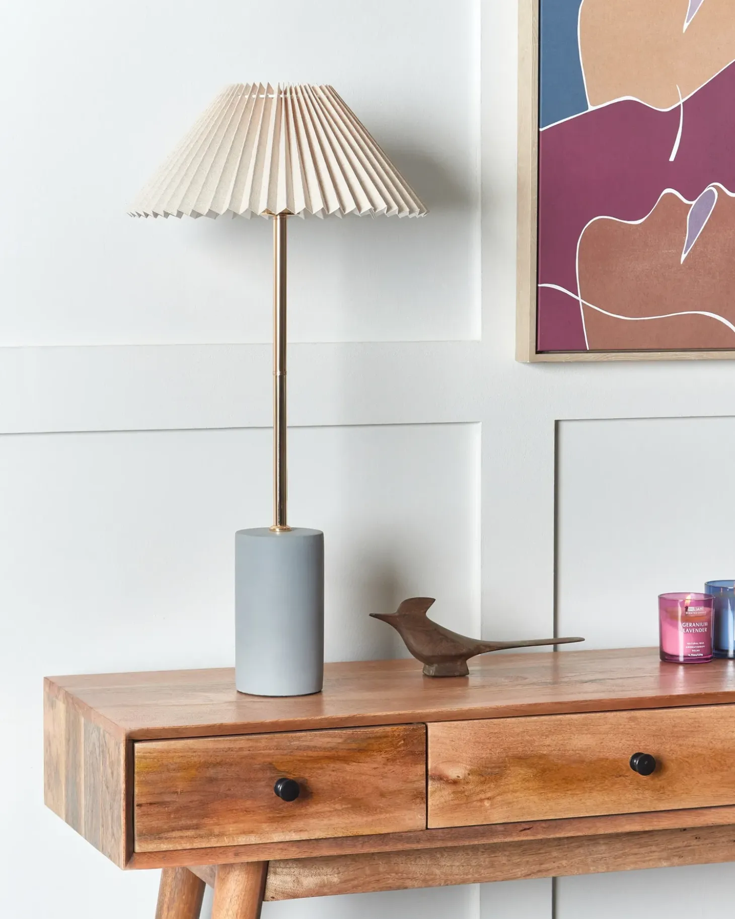 Bordlampe BALUARTE Kunstlinned Beige