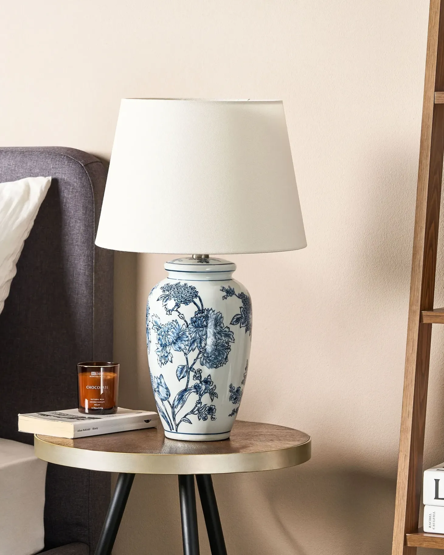 Bordlampe BELUSO Porcelæn Hvid/blå