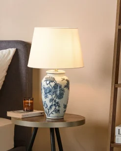 Bordlampe BELUSO Porcelæn Hvid/blå